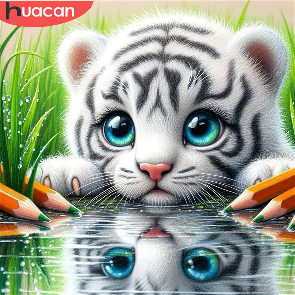HUACAN Diamond Mosaic 5D Animal Full Square Round Tiger Painting New Arrivals Complete Kit Decoration For Home HUACAN Diamond Mosaic 5D Animal Full Square Round Tiger Painting New Arrivals Complete Kit Decoration For Home